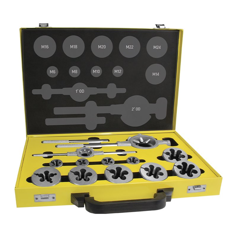 ALPHA Alpha Die Set Metric Coarse Carbon M6-M24 12 Piece Metal Box