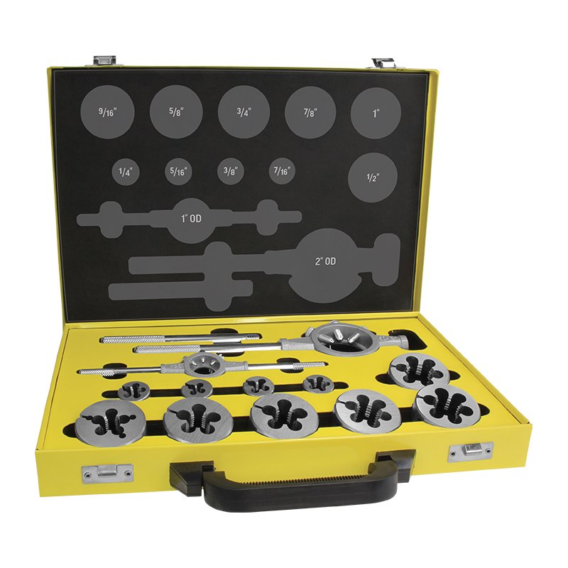 ALPHA Alpha Die Set UNC Carbon 1/4in - 1in 12 Piece Metal Box