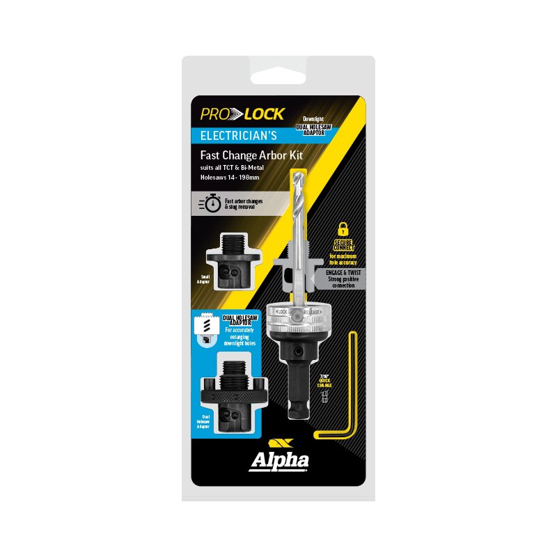 ALPHA Alpha Pro Lock Quick Change Stepped Electricians Holesaw Arbor Kit