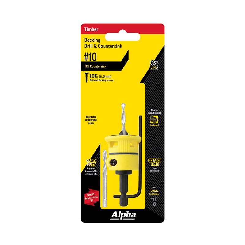 ALPHA Decking Countersink TCT No.10 with Spare Drill and Hex Key