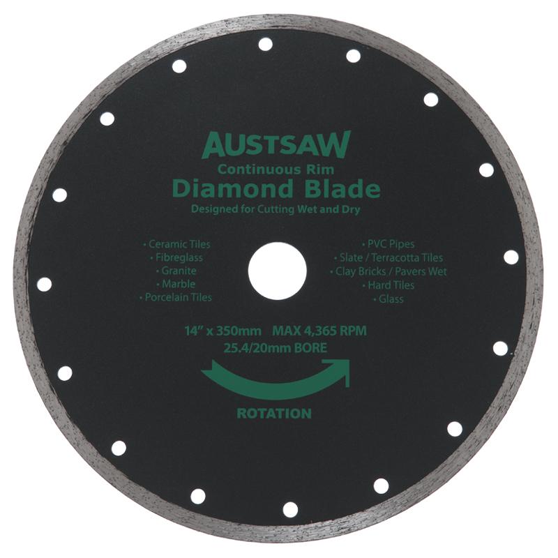 Austsaw- 350mm(14in) Diamond Blade Continuous Rim - 25.4/20mm Bore - Continuous