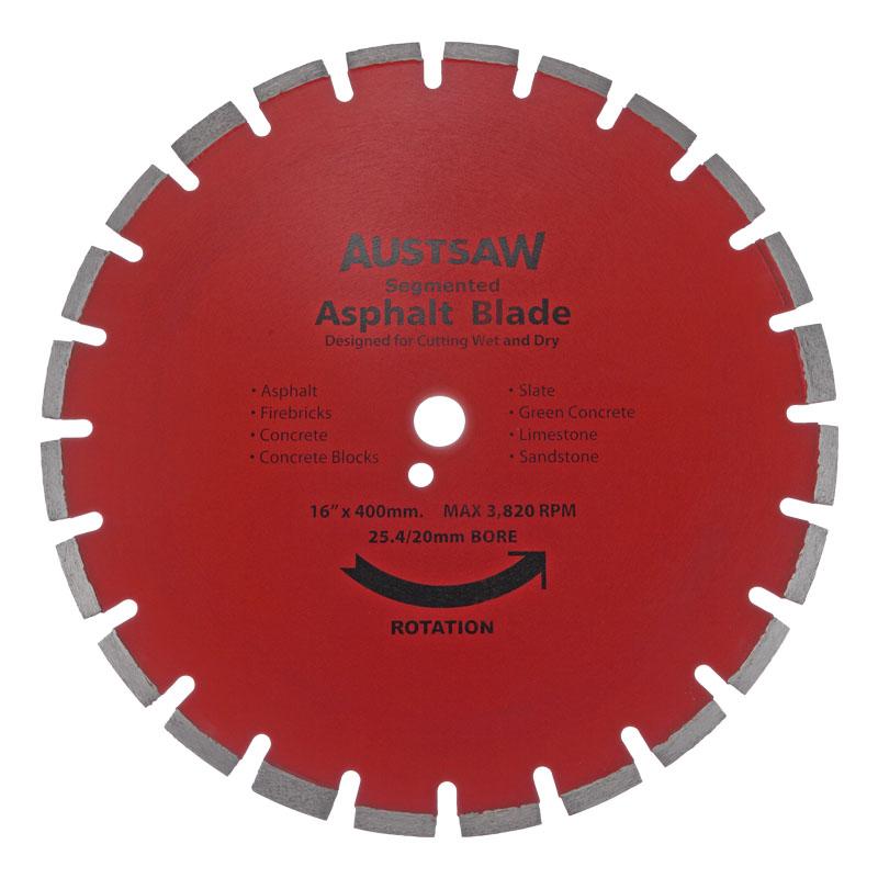 Austsaw- 400mm(16in) Diamond Blade Segmented Asphalt - 25.4/20mm Bore - Asphalt