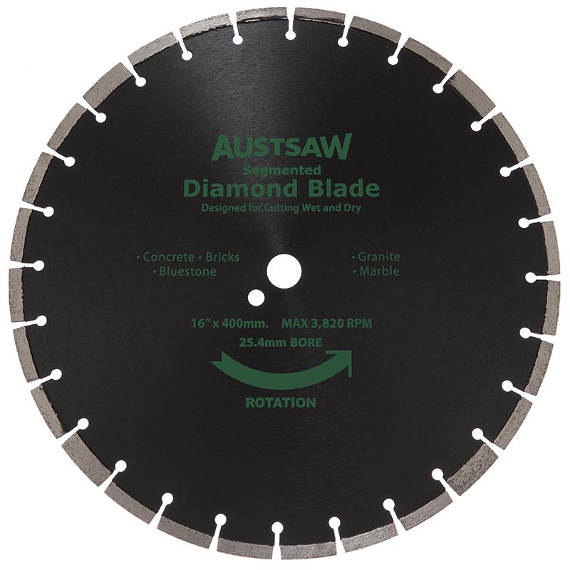 Austsaw- 400mm(16in) Diamond Blade Segmented General Purpose - 25.4/20mm Bore - Gen. Purpose