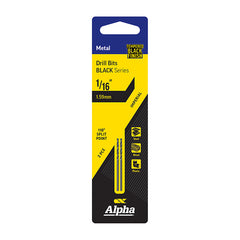 ALPHA 1/16in (1.59mm) Jobber Drill Bit Carded 2pk - Black Series 1/16in