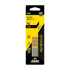 ALPHA 1/8in (3.17mm) Jobber Drill Bit - Gold Series 10 pce Trade Pack 1/8in