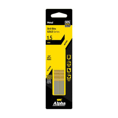 ALPHA 1.5mm Jobber Drill Bit - Gold Series 10 pce Trade Pack 1.5mm