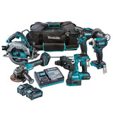 Makita, 5 Piece Brushless Combo Kit HP001GZ, TD001GZ, GA005GZ, HR001GZ, HS003GZ, 2x BL4040, DC40RA and Tool Bag (8323676)