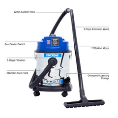 Kincrome 240V Wet & Dry Garage Vacuum 20L / 1250W | KP702