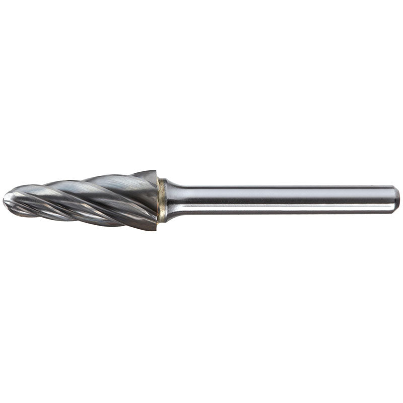 Alpha-1/2In Included Angle Carbide Burr, 1/4In Shank Dia - Aluminium Cut