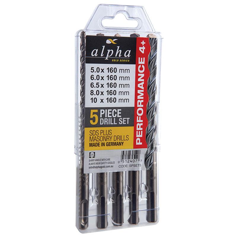 Alpha-5 Piece | Sds Plus Masonry Drill Set X 160Mm - 5.0 ,6.0 ,6.5 ,8.0 , 10Mm