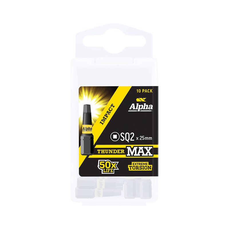 Alpha-Thundermax Sq2 X 25Mm Impact Insert Bit Handipack (X10)