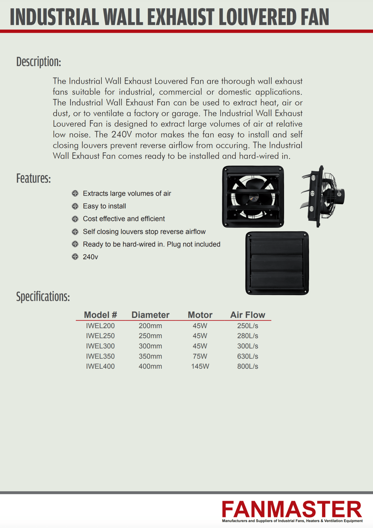 Fanmaster - IWEL300 - Industrial Shed