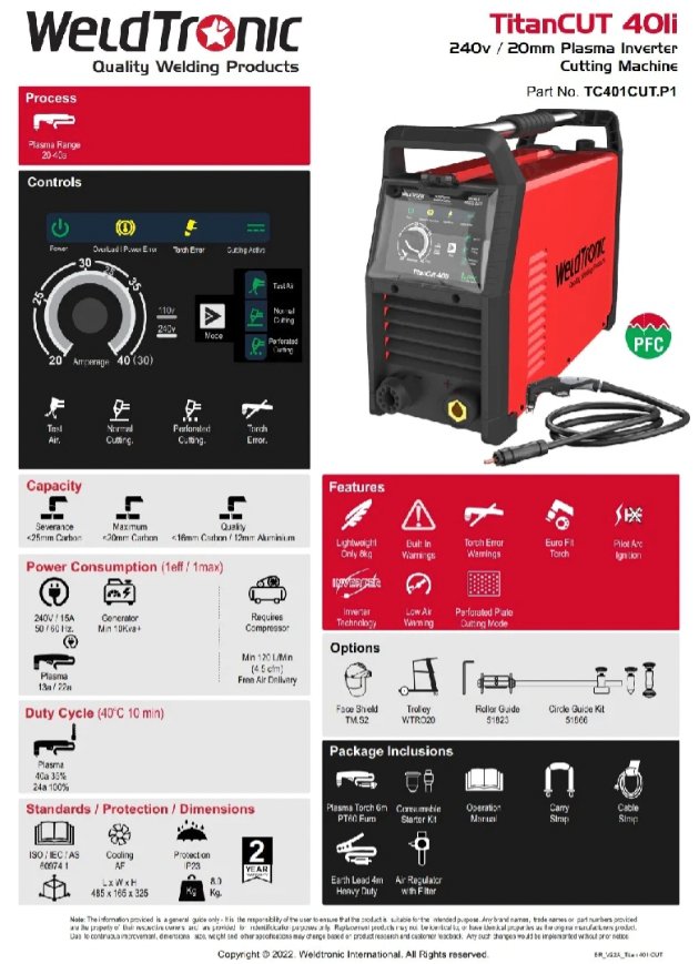 WeldTronic - TC401iCUT.P1 - Industrial Shed